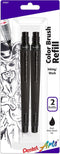 Pentel Arts Color Brush Refills, Black Ink, Pack of 2