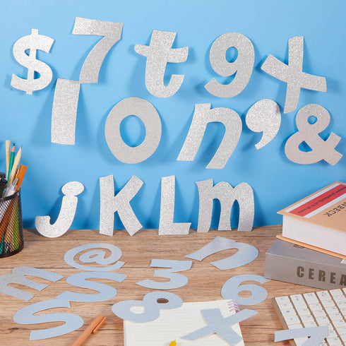 Colarr 216 Pcs Glitter Bulletin Board Letters for Classroom Numbers Alphabet with Adhesive Dots
