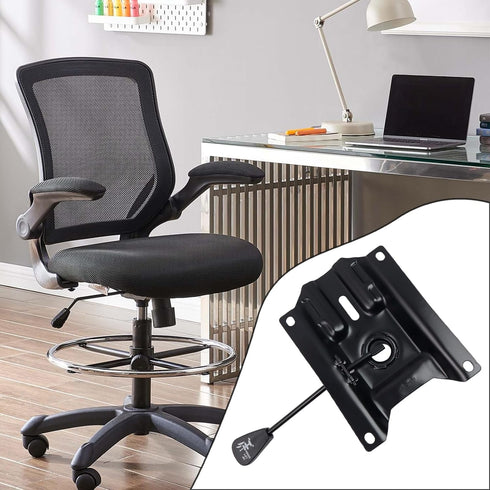 Heavy Duty Office Chair Tilt Base, Control Lift Mechanism Black Swivel Base Plate 6.8" x 5.5" Replacement Parts