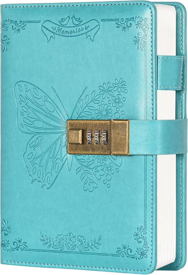 Billtigif Diary with Lock, Journal for Women Girls, Vintage Lock Journal, Refillable Personal Notebook, 5.3" x 7.8",