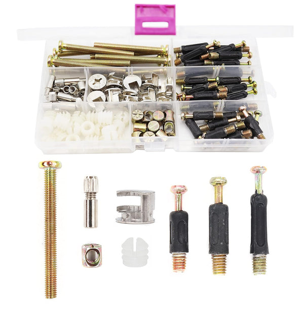binifiMux 90pcs Crib Screws Furniture Cam Lock Connecting Screws Nuts Assortment Kit for Cabinets, Chairs, Boards,