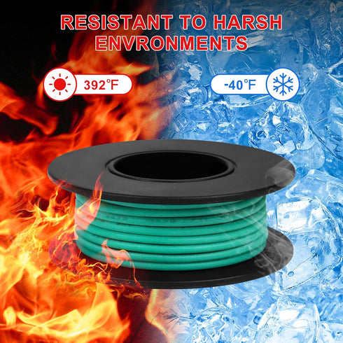 28 50ft 8 28 AWG Stranded Wire Spool, Each in Colors - Silicone Electrical Tinned Copper Wire, Gauge Flexible Hook Up