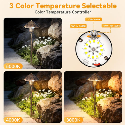12V 3CCT 3000K-5000K 18 2 Pack LED Low Voltage Landscape Lighting, Landscape Lighting Kit with Connectors, Tall LED Low