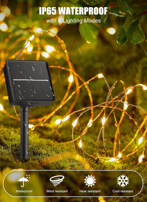 2 Packs 66Ft 200 8 Brightown Solar String Lights, Total LED Solar Fairy Lights with Modes, Waterproof Solar Lights