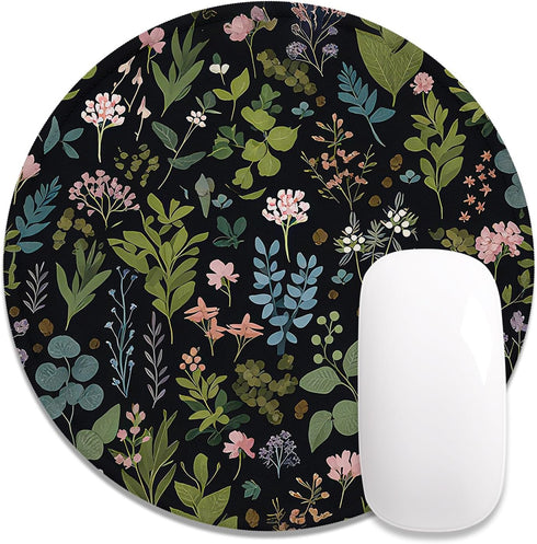 Auhoahsil Round Mouse Pad, Cute Small Computer Mouse Mat, Personalized Pattern, Stitched Edge,