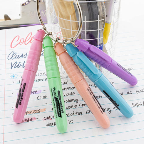 BAZIC Mini Highlighter Pen, Pastel Color, Chisel Tip Broad Fine Line Highlighters, Unscented (5/Pack), 24-Packs
