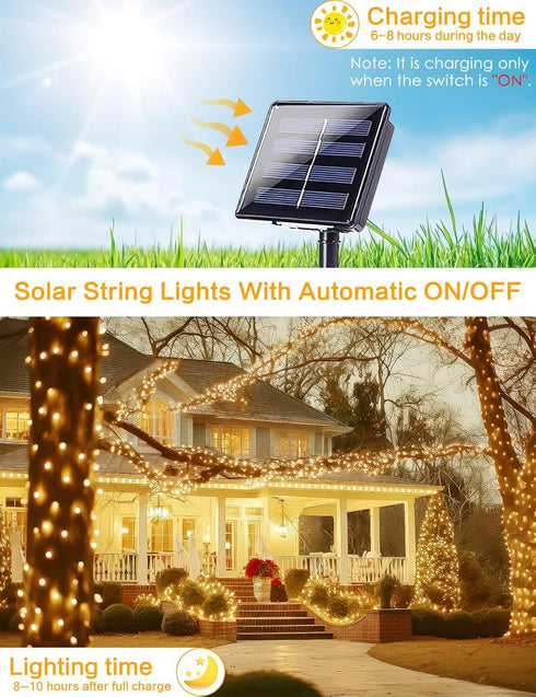 3 Pack 120FT 300 8 Solar Christmas String Lights Outside, Total LED Solar Garden Twinkle Lights Outdoor, Waterproof