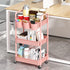 MOYIPIN 3-Tier 5 Plastic Rolling Utility Cart with Handle,Utility Storage Cart for Office, Living Room, Kitchen,Movable