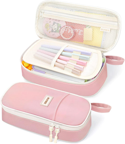 SUNEE Cute Pencil Case, Aesthetic Pen Pouch, Large Pencil Bag with Zipper, Kawaii Storage for School Supplies