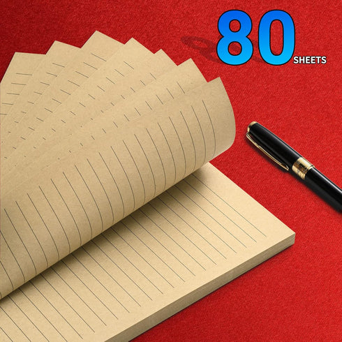 Tofun A5 A5 6-Ring 8mm 80 160 Lined Vintage Refillable Paper, Retro Binder Refills Paper for Binders Planner Traveller