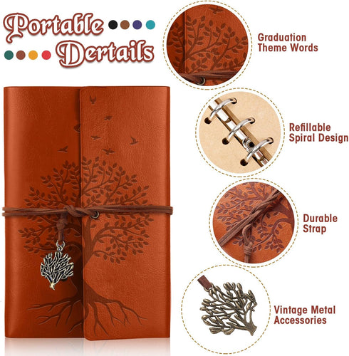 PU Leather Journal Notebooks - Tree Life Bound Journals, Vintage Refillable Blank Notebook, 7 Inch, 10 Pcs
