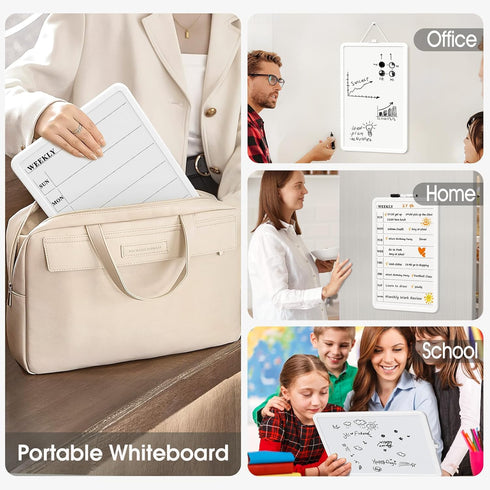 MaxGear Weekly Calendar White Board for Wall, 11"x 17" Double-Sided Magnetic Dry Erase Board with Marker