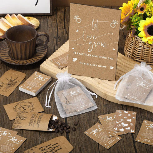 Ireer 101 Set Let Love Grow Wedding Favors for Guests, 100 Self Adhesive Seed Packets & Cards