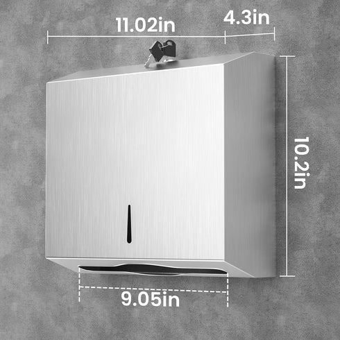 -Commercial Paper Towel Dispenser Wall Mount C Fold/Multi-fold/Tri-fold,Stainless Steel Bathroom Hand Towel Dispenser