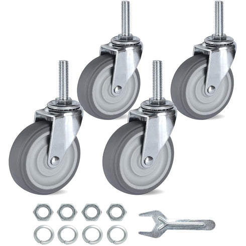 Finnhomy 3 Inch Caster Wheels Set of 4 Heavy Duty Threaded Stem Casters for Furniture, Load Bearing 720 Lbs
