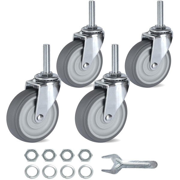 Finnhomy 3 Inch Caster Wheels Set of 4 Heavy Duty Threaded Stem Casters for Furniture, Load Bearing 720 Lbs