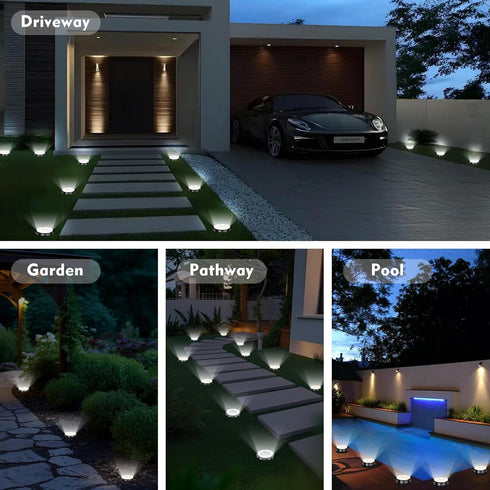 BANBANJO 8 Pack Solar Ground Lights Outdoor, Solar Lights Outdoor Waterproof, Mini Flat Solar-Powered Garden Light