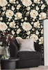 HAOKHOME 93242-1 Peel and Stick Wallpaper - Floral Vintage Roses Contact Paper Removable Black/Beige/Olive
