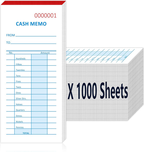 GLDTPOZK 10 Pack 1000 Sheets Cash Memo Pad 2.75 x 6.25 Inch Cash