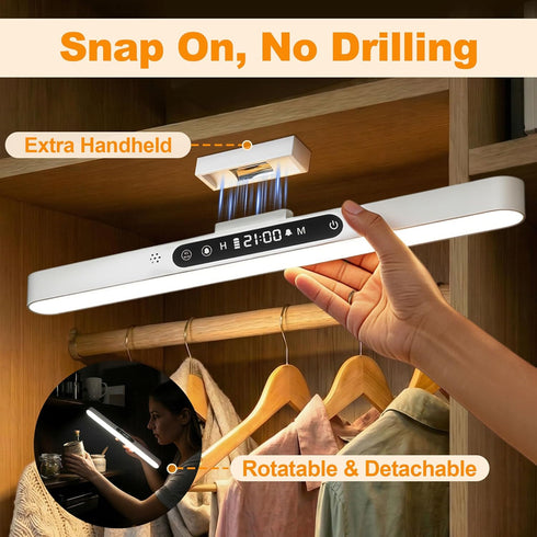 4000mAh 6W 3-Color Dimmable Closet Rechargeable Under Cabinet Lighting with Remote, Wireless Magnetic Light Bar