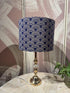 Generic 11.8 9 Inch Modern Bamboo Drum Lamp Shade with Blue Art Deco Pattern, Table and Floor Lamp Shade, x