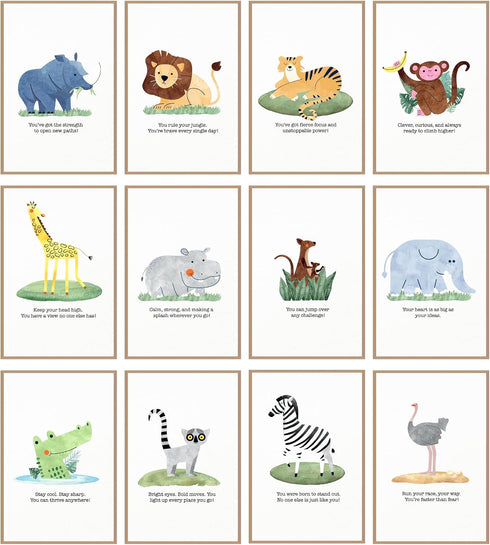 LUU'S CRAYONS Safari Nursery Wall Decor Set of 12 Animal Posters, 11x17