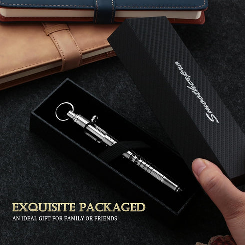 SMOOTHERPRO Titanium Bolt Action Pen, Compatible with Parker Refill, Retractable Hollow Design, Heavy Duty for Tremor,
