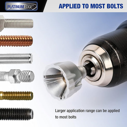PLATINUMEDGE Deburring Tool with YG8 Carbide Blade, 1/4" Hex Shank, for 1/8”-3/4” Bolt Repair, Quick Release