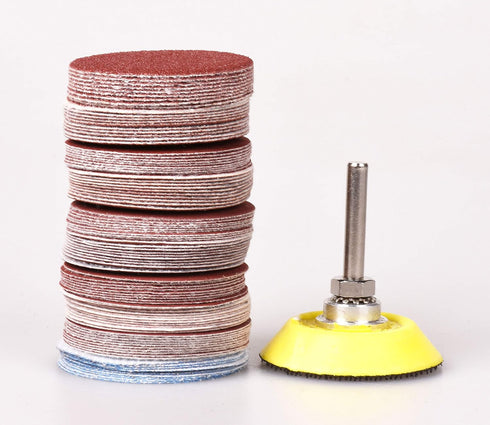 100 Pieces 2 Inch Sanding Discs, 80-3000 Grit Sandpaper with 1/4 Inch Shank Backing Plate for Drill Grinder Tool