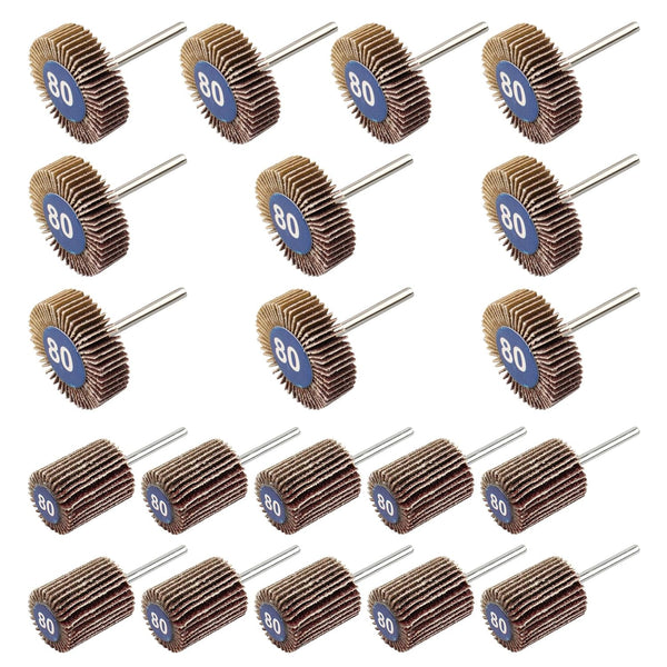 20 Pcs Flap Wheel Sander Set, 1/8" Shank 80 Grit Flap Wheels for Dremel Rotary Tools
