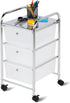 Honey-Can-Do 3-Drawer Plastic Storage Cart on Wheels, Silver