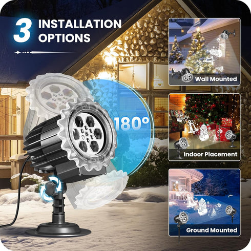 9W B02PL05 Christmas Projector Lights Outdoor, Waterproof & Adjustable LED Christmas Snowflake Projector Lights Outdoor