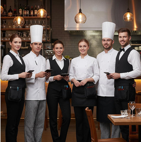 Gsbnjuy Pack Server Waist Pouch Server Apron with Pockets Restaurant Waitress Waist Pouches Black Organizer Belt