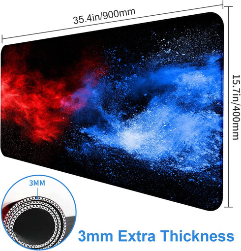 Large Extended Gaming Mouse Pad, Non-Slip Waterproof Rubber Base, Stitched Edges, Colorful Starry Sky
