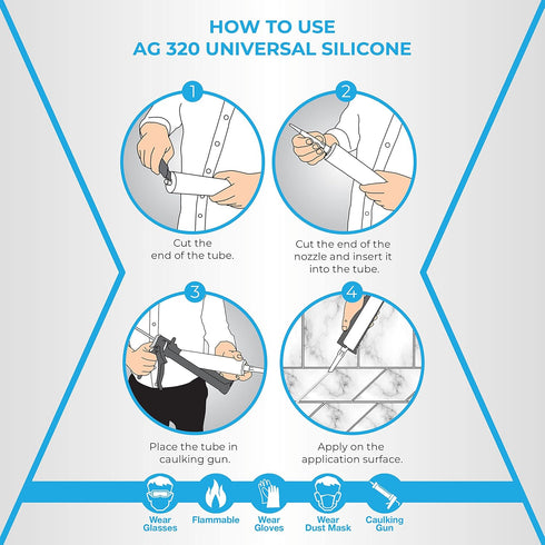 Adhesive Guru All Purpose Clear Silicone Sealant, Waterproof, 10.15 fl.oz, 100% Silicone, Transparent