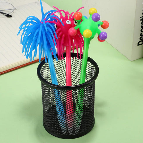 Toyvian 9 Pcs Stress Ball Ballpoint Pens, Fun Sea Urchin Shaped Pens, Cute Cartoon Ink Gel Pens for Christmas Gifts