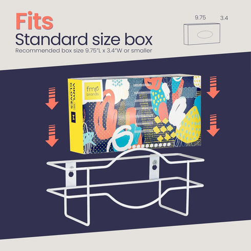 FMP Brands Single Glove Holder for Wall Mount, Wire Rack Disposable Napkin Gloves Box Holder, White