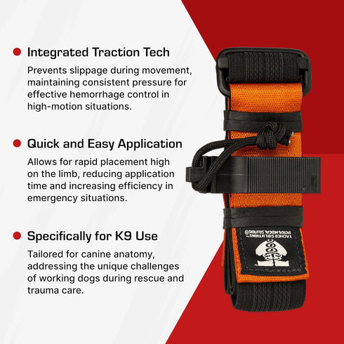 TacMed K9 Solutions Tourniquet, Dog Emergency First Aid Equipment for Massive Hemorrhage Control Made in the USA