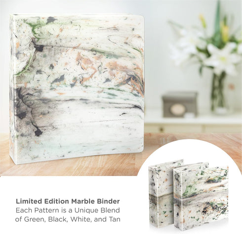 Carstens Limited Edition 3-Inch Green Marble Heavy Duty 3-Ring Binder, Waterproof, Made in USA