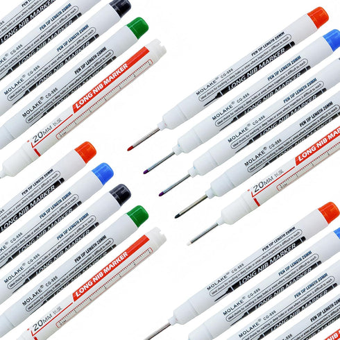 Zhhanhanw 10 20MM Pcs Long Head Deep Hole Marker Pens,Multi channel long pointed deep hole marking pen,Waterproof fast