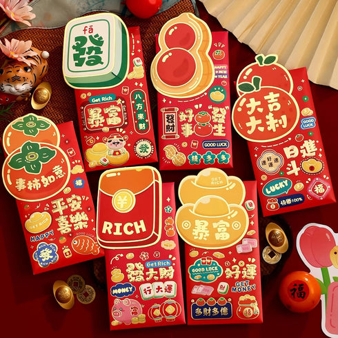 BAIWOVIS Red Envelopes for Chinese New Year 2026-6Pcs Creative Lucky Money Envelope Hongbao