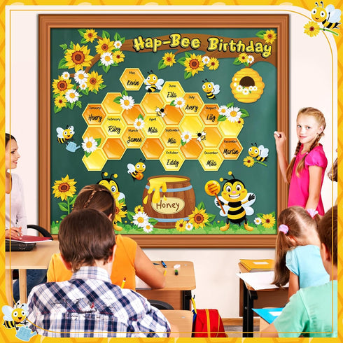 Bee Bulletin Board Set, Summer Bee Sunflower Tree Cutouts, Motivational Back to School Decor for Classroom