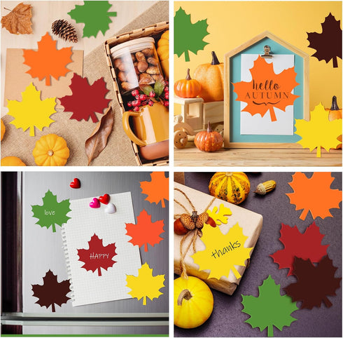 Glenmal 540 Sheets Fall Leaf Sticky Notes, Autumn Sticky Notepads in Maple Leaves Shape for Thanksgiving Office