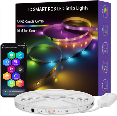 TFZBA Smart IC RGB LED Strip Lights 50FT, Segmented DIY Color Changing, Rainbow