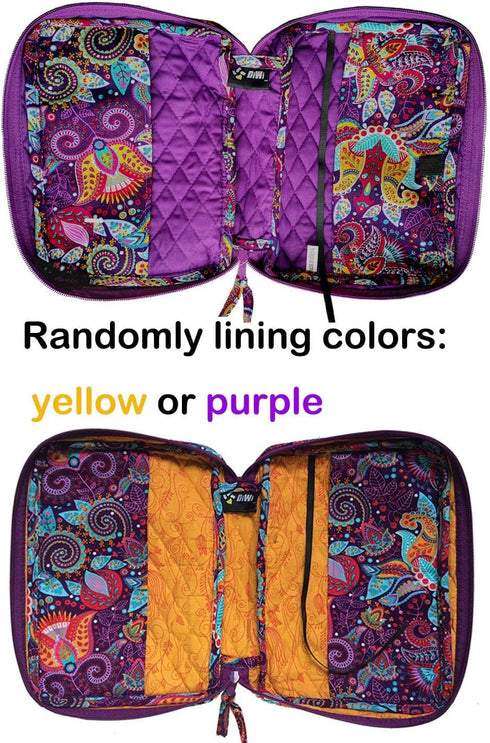 DIWI Large Quilted Bible Cover, Good Book Case (L, C1 Purple Garden) 10 X 7 X 2.75 Inches