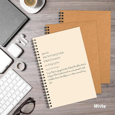 LABUK 7 Pack Blank Notebook, 100 Pages Unlined Spiral Notebook, 8.3"x 5.5" Soft Cover Kraft Memo Notepads