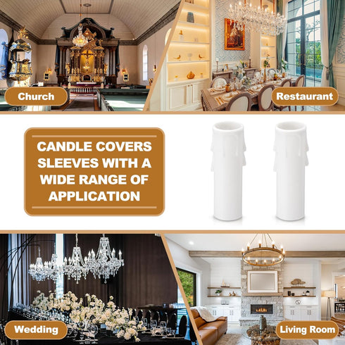 2.6 Inch 10Pcs E12 Bulb PATIKIL Tall Candle Covers Sleeves, Plastic Chandelier Socket Sleeves Drip Candle Socket Covers