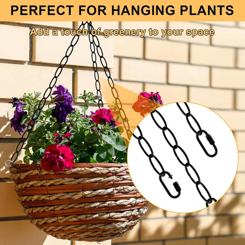 Rkoyes 6 72 Inches Feet Industrial Black Light Fixture Chain, Long, Metal Chain for Hanging Plants with Detachable