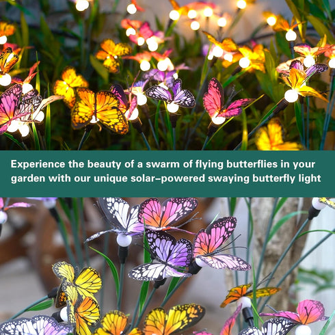 TONULAX Solar Garden Lights, Newest Swaying Butterfly Light, Outdoor Lights for Yard Patio Pathway, 2 Pack