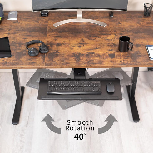 VIVO MOUNT-KB04C Adjustable Computer Keyboard and Mouse Platform Tray Deluxe Smooth Rolling Track Under Table Desk